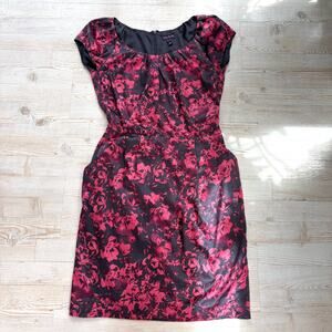 LTS Long Tall Sally Satin Floral Pencil Dress | Grey/Pink Size 8